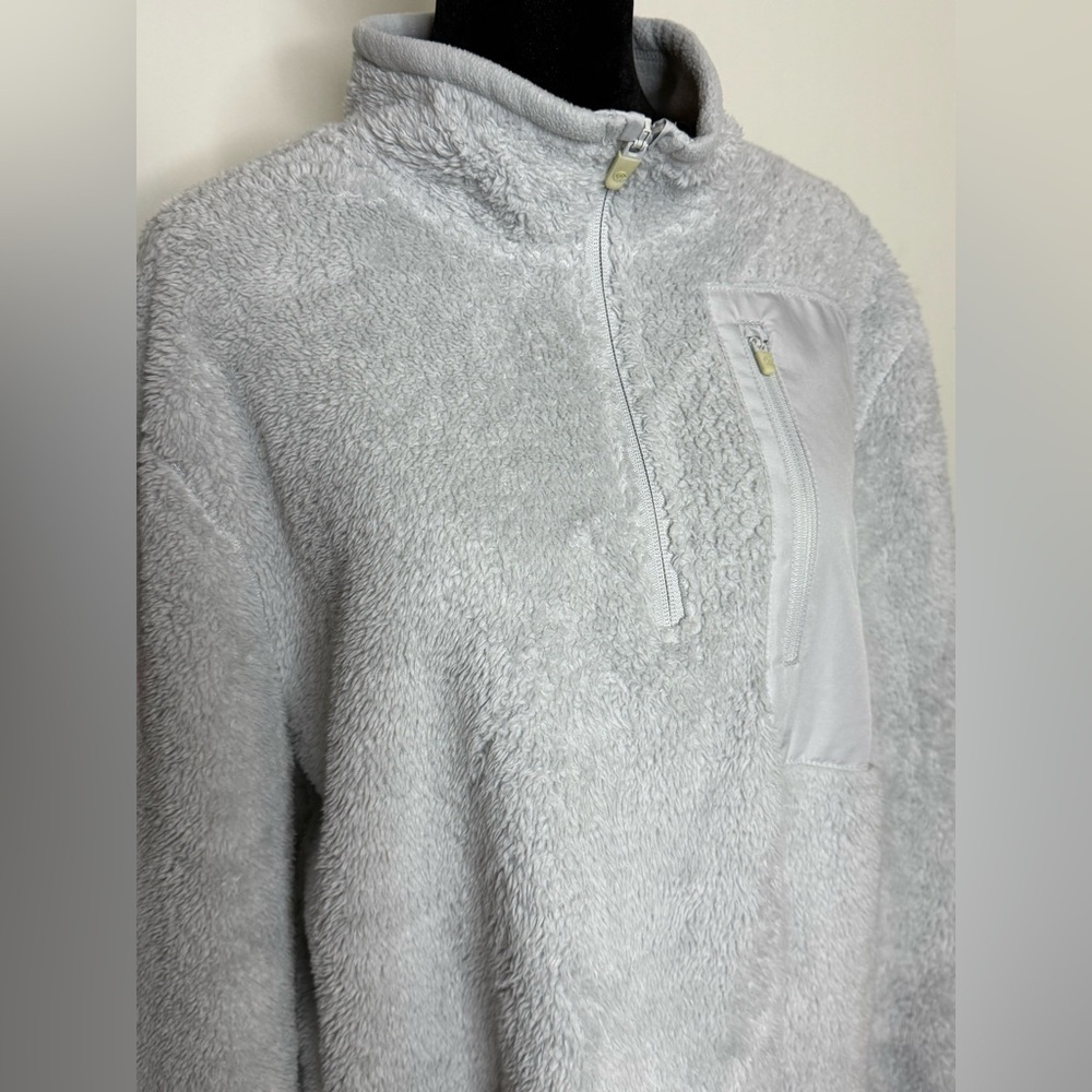 Champion 1/4 zip front fleece pullover light gray soft cozy front pocket Large - Picture 3 of 7